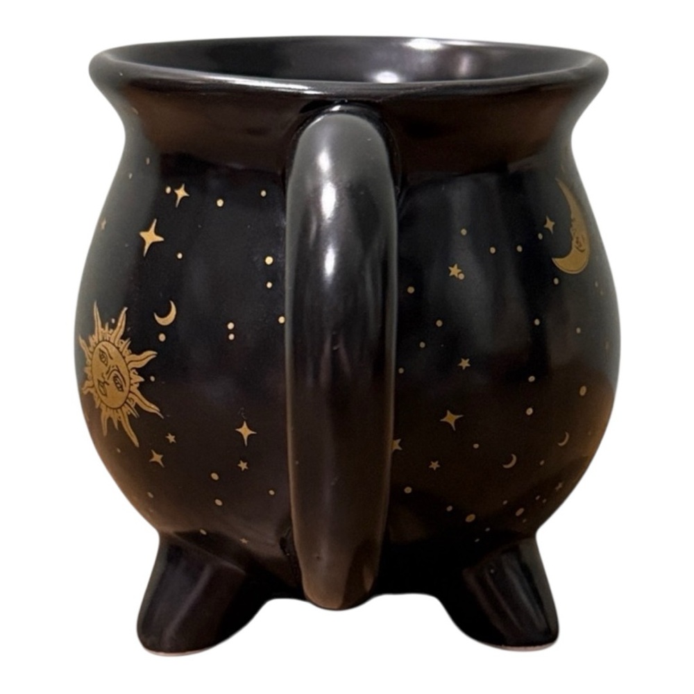 Celestial Black and Gold Sun and Moon Cauldron Mug - Picture 5 of 7